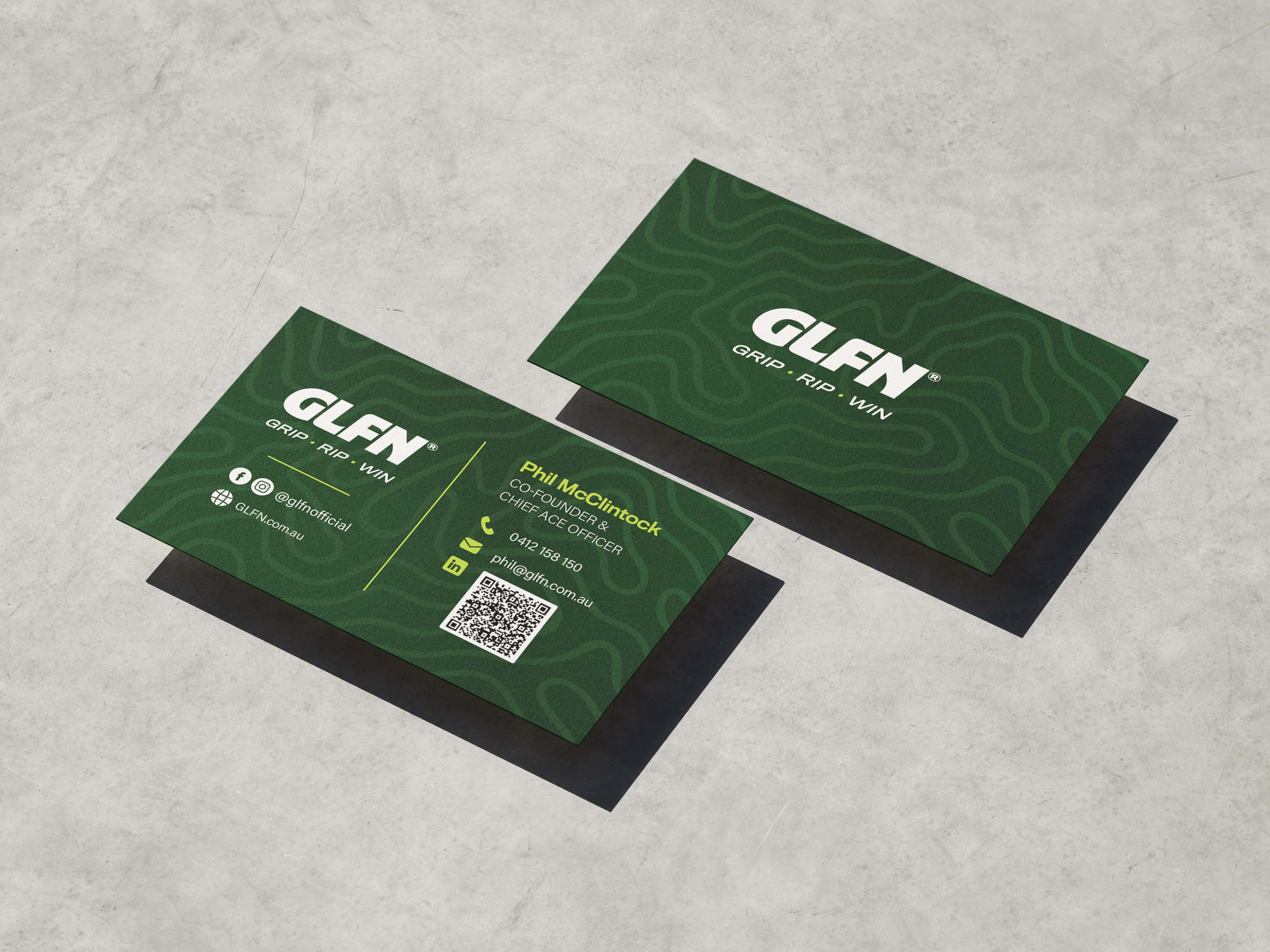 GLFN business card design — Grip, Rip, Win branding by Motakabbir Hossan
