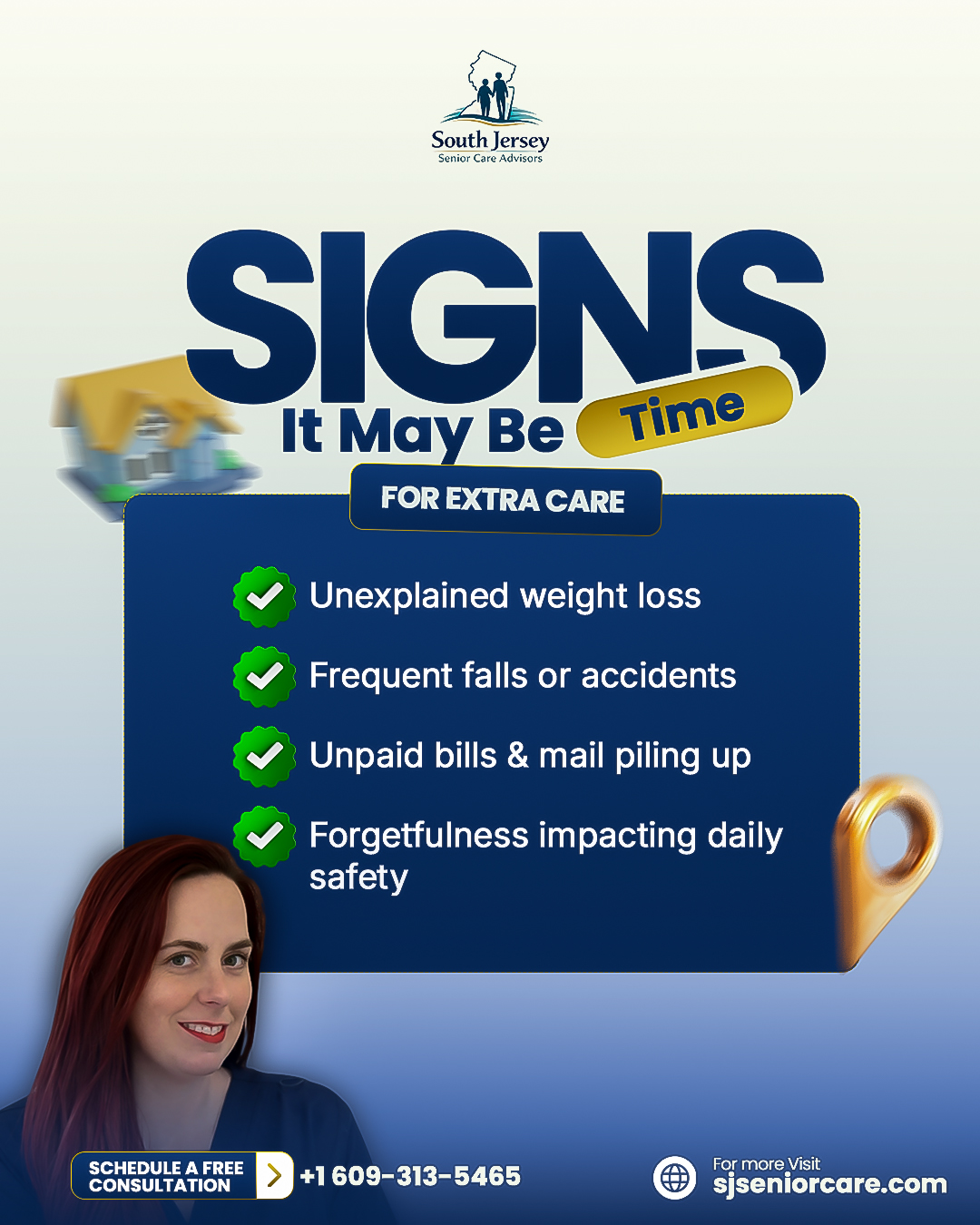 Warning-Signs Checklist Savable warning-signs checklist graphic listing signs it may be time for extra senior care — Instagram graphic design by Motakabbir Hossan